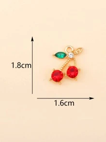 10入組紅色的櫻桃形鑲鑽鋅合金珠子適用於DIY耳環,項鍊,手環 - 紅色 - 查看 4