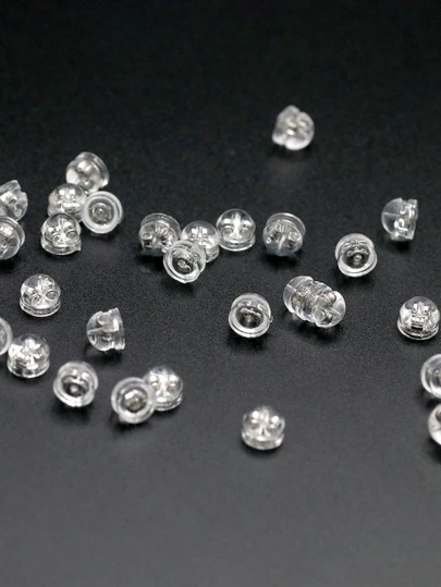 30pcs 3-Color Copper Earring Back Replacement With Silicone Rubber Pad, Suitable For Adults