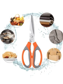 1pc Kitchen Scissors Heavy Duty Meat Scissors Poultry Shears, Food Cooking Scissors All Purpose Stainless Steel Utility Scissors - Orange - View 7
