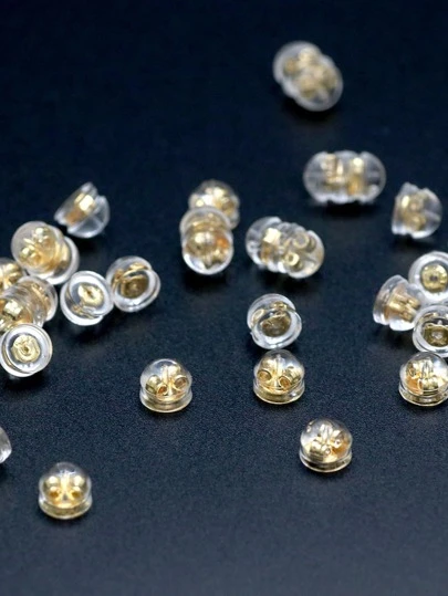 30 件 3 色防滑硅胶耳环后盖配铜配件，适合成人