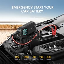 BUVAYE Car Jump Starter Air Pump Portable Air Compressor Multi-function Tire Inflator Auto Portable Battery Starter With EVA Bag - màu đen - Xem 2