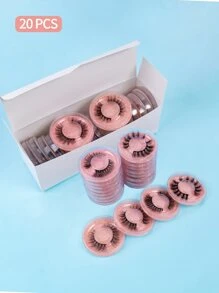 20 pares de pestañas postizas naturales de estilo mixto de MAGEFY, pestañas manga esponjosas y delgadas para uso diario, pestañas postizas esenciales para viajes - Negro - Ver 1