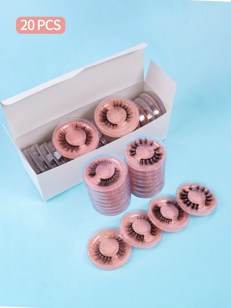 20 pares de pestañas postizas naturales de estilo mixto de MAGEFY, pestañas manga esponjosas y delgadas para uso diario, pestañas postizas esenciales para viajes - Negro - Ver 1