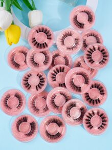 20 pares de pestañas postizas naturales de estilo mixto de MAGEFY, pestañas manga esponjosas y delgadas para uso diario, pestañas postizas esenciales para viajes - Negro - Ver 2