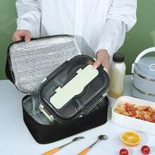 قطعة واحدة أسود حقيبة طعام , حديث البوليستر ضد للماء قابلة لإعادة الاستخدام حقيبة غداء لمدرسة العمل المكتبية النزهة شاطئ بحر