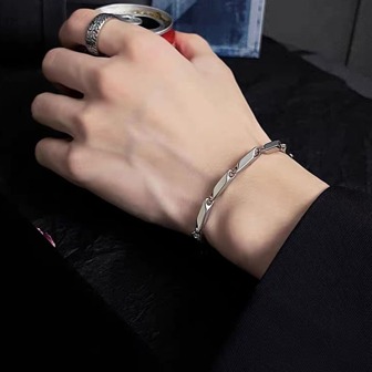 1入組龐克極簡風格金屬鏈手環適用於男士嘻哈手掌日常配件