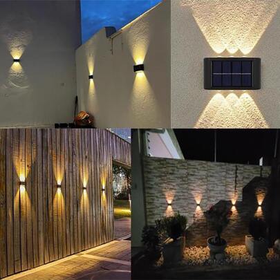 2 piezas Luces de pared solares para decoración de jardín exterior, luces de montaje en pared o poste de cerca para decoración de otoño, decoración del hogar y decoración exterior