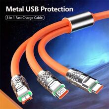 1pc 3 In 1 Quick Charging Cable, 120w, Usb Type-c/interface, 1.2 Meters - Orange - View 5