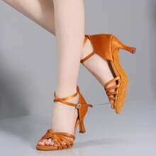 女士時尚啡色綁帶羅馬舞鞋