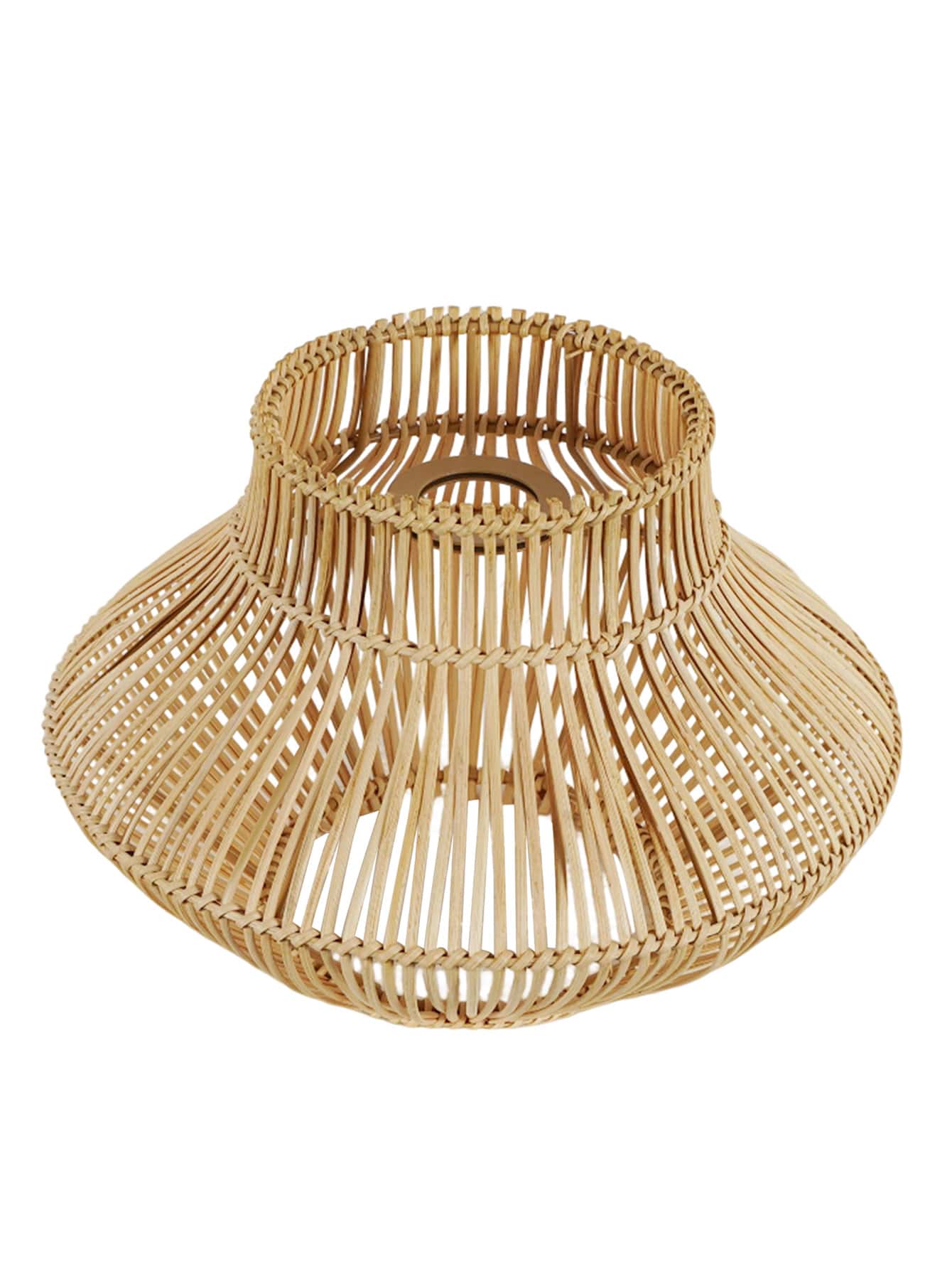 1pc Modern Hand-Woven Wicker Lamp Shade Coastal Ceiling Natural  Rattan Lampshade Semi Flush Mount Lamp Shade Cover Pendant Light Shade - Beige - View 1