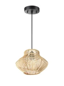 1pc Modern Hand-Woven Wicker Lamp Shade Coastal Ceiling Natural  Rattan Lampshade Semi Flush Mount Lamp Shade Cover Pendant Light Shade - Beige - View 8