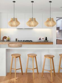 1pc Modern Hand-Woven Wicker Lamp Shade Coastal Ceiling Natural  Rattan Lampshade Semi Flush Mount Lamp Shade Cover Pendant Light Shade - Beige - View 4