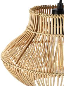 1pc Modern Hand-Woven Wicker Lamp Shade Coastal Ceiling Natural  Rattan Lampshade Semi Flush Mount Lamp Shade Cover Pendant Light Shade - Beige - View 6