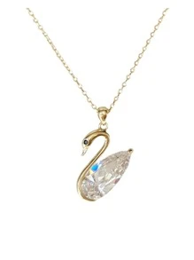 BALMORA 1個豪華高端s925純銀天鵝和垂墜頸鏈,適用於女士,派對禮物