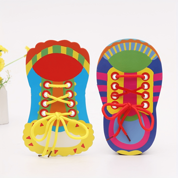 Juguete educativo temprano para decoración navideña, con cordones para que los niños aprendan a atar los cordones y hacer lazos. Rompecabezas de pintura para niños, preescolares y estudiantes. Útiles escolares, juguetes para niños, juguetes educativos, juguetes para niños pequeños.