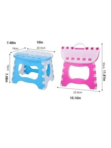 Multicolor Plastic Folding Stool, Bathroom Step Stool, Portable Outdoor Foldable Chair For Kids & Adults - Blue - View 7