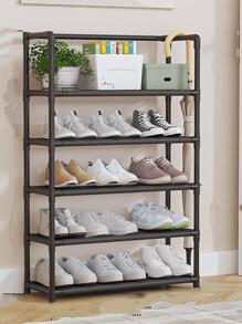 Simple 5-tier Fabric Shoe Rack - Black - View 1
