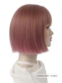 Strawberry Pink Bob Wigs for Women Straight Short Hair Straight Bangs Wigs Heat Resistant Synthetic Hair for Women Daily Use Fancy Dress Cosplay Party Costume - Pink - View 5