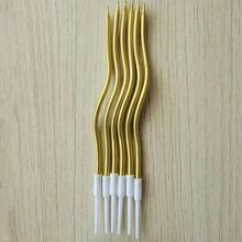 6入組曲綫生日派對蛋糕裝飾螺旋蠟燭在金色顏色 - 金色 - 查看 2