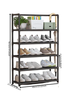 Simple 5-tier Fabric Shoe Rack - Black - View 2