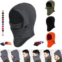 1pc Winter Windproof Fleece Face Mask Neck Warmer Hat For Outdoor Skiing, Riding - Black - View 1