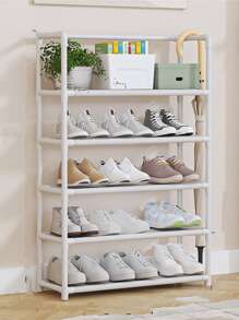 Minimalist 5-tier Fabric Shoe Rack - White - View 1