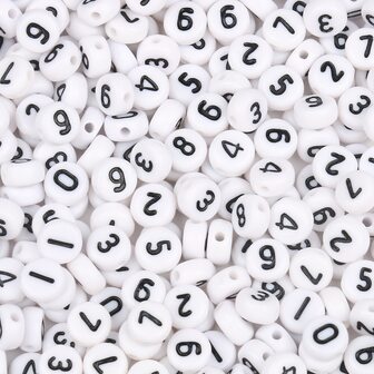 100 件圆形白色数字亚克力字母珠子适用于制作珠宝 DIY 手链项链适合儿童女孩