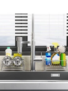 1 Miếng Bồn rửa chén Giá giữ miếng bọt biển Lưu trữ nhà bếp Rổ Giá thoát nước Cái giá Hộp đựng - màu đen - Xem 3