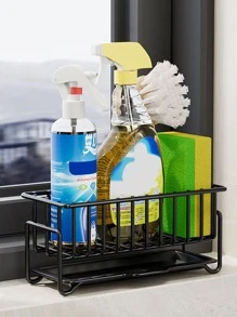 1 Miếng Bồn rửa chén Giá giữ miếng bọt biển Lưu trữ nhà bếp Rổ Giá thoát nước Cái giá Hộp đựng - màu đen - Xem 1