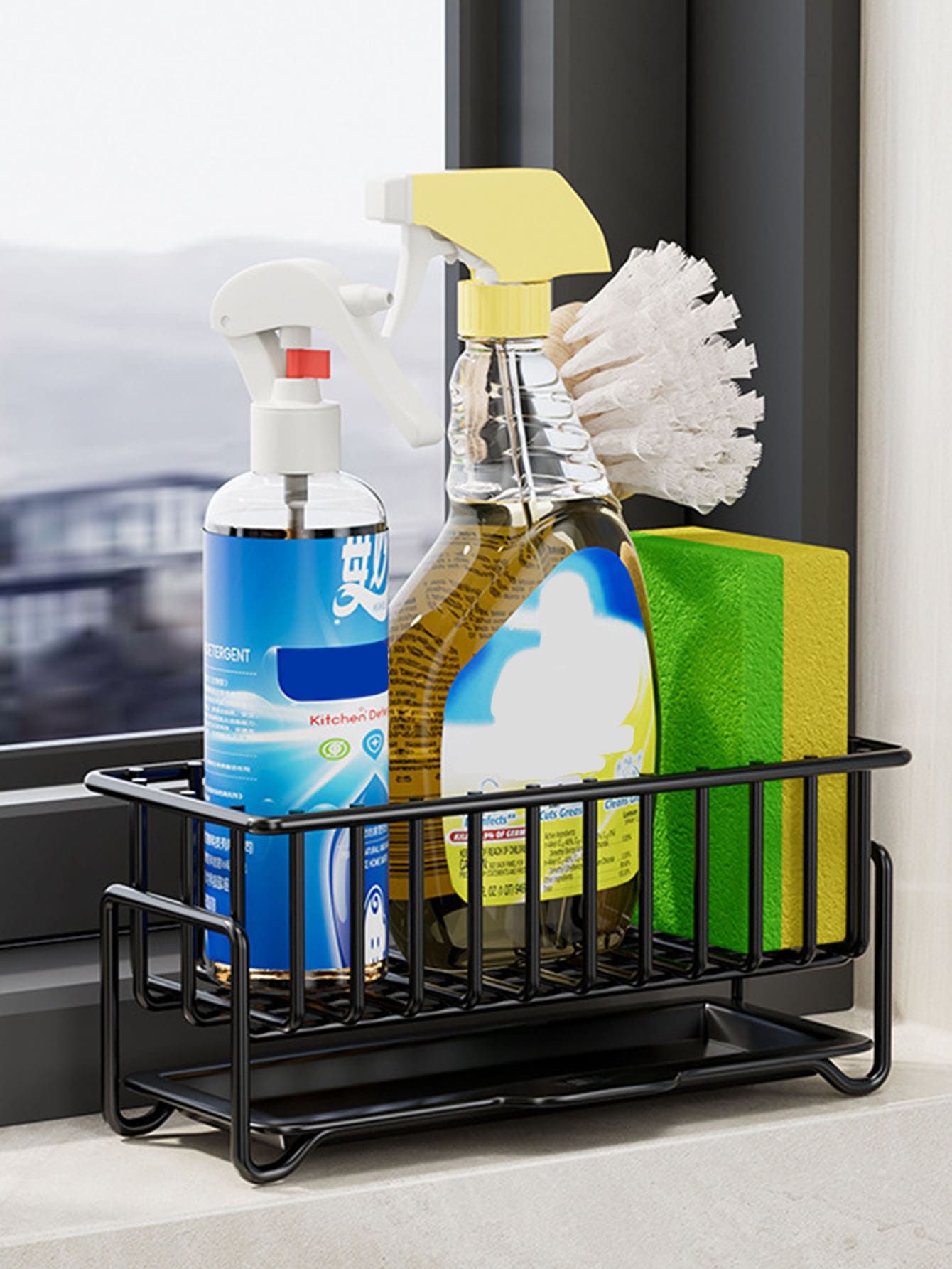 1 Miếng Bồn rửa chén Giá giữ miếng bọt biển Lưu trữ nhà bếp Rổ Giá thoát nước Cái giá Hộp đựng - màu đen - Xem 1