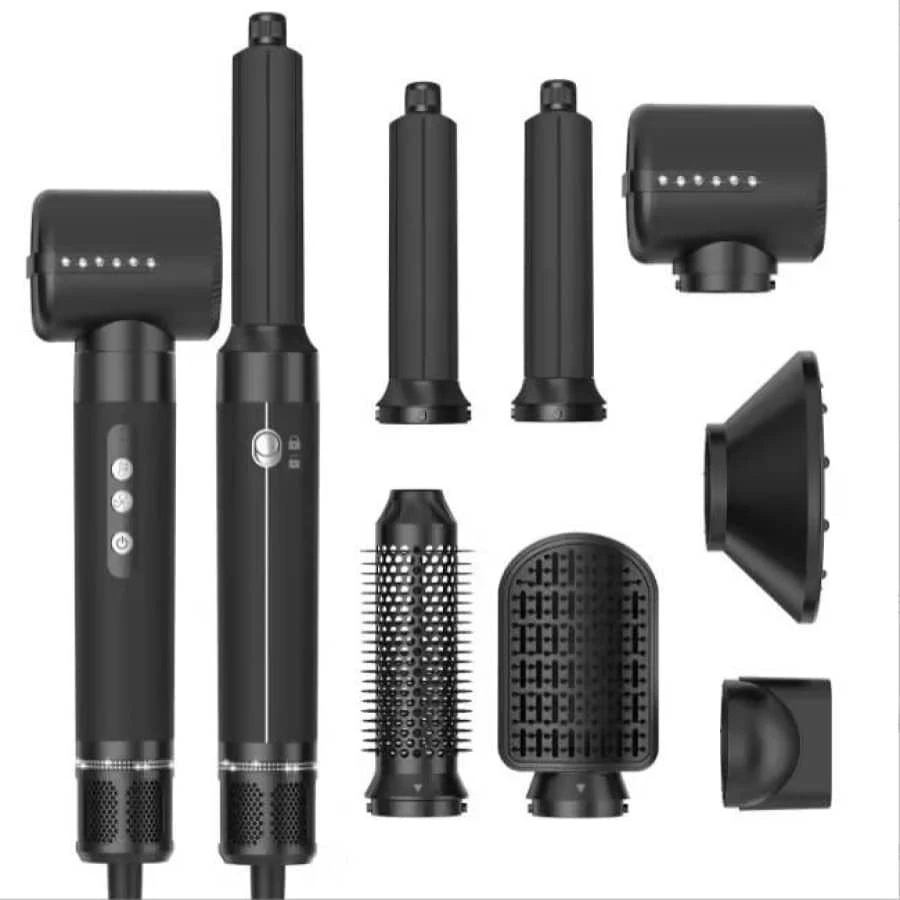 7合1風速110000rpm負離子吹風機熱風刷airwraps造型器 - 黑色 - 查看 1
