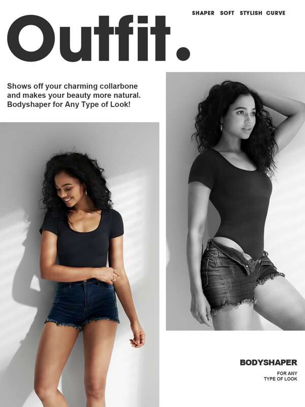 Solid Shapewear Bodysuit SHEIN South Africa