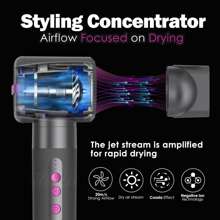 7合1風速110000rpm負離子吹風機熱風刷airwraps造型器 - 黑色 - 查看 8