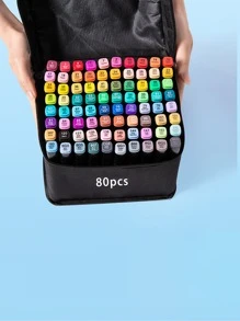 80pcs Dual Tip Oil-based Marker Set, Washable, For Kids, 80 Colors - Multicolor - View 2