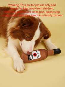 Miniature Bottle-Shaped Plush Toy With Sound Effect, Not Suitable For Pet Biting, Contains Squeaker To Attract Pet Attention - Multicolor - View 4