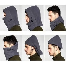 1pc Winter Windproof Fleece Face Mask Neck Warmer Hat For Outdoor Skiing, Riding - Black - View 4
