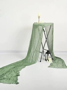 1入組綠色長方桌布,波西m亞紗布起司布長方桌布,浪漫薄透長方桌布適合婚禮婚禮寶寶派對生日派對桌子裝飾用品 - 綠色 - 查看 4