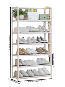 Zapatero de tela simple de 6 niveles - Blanco - Ver 2