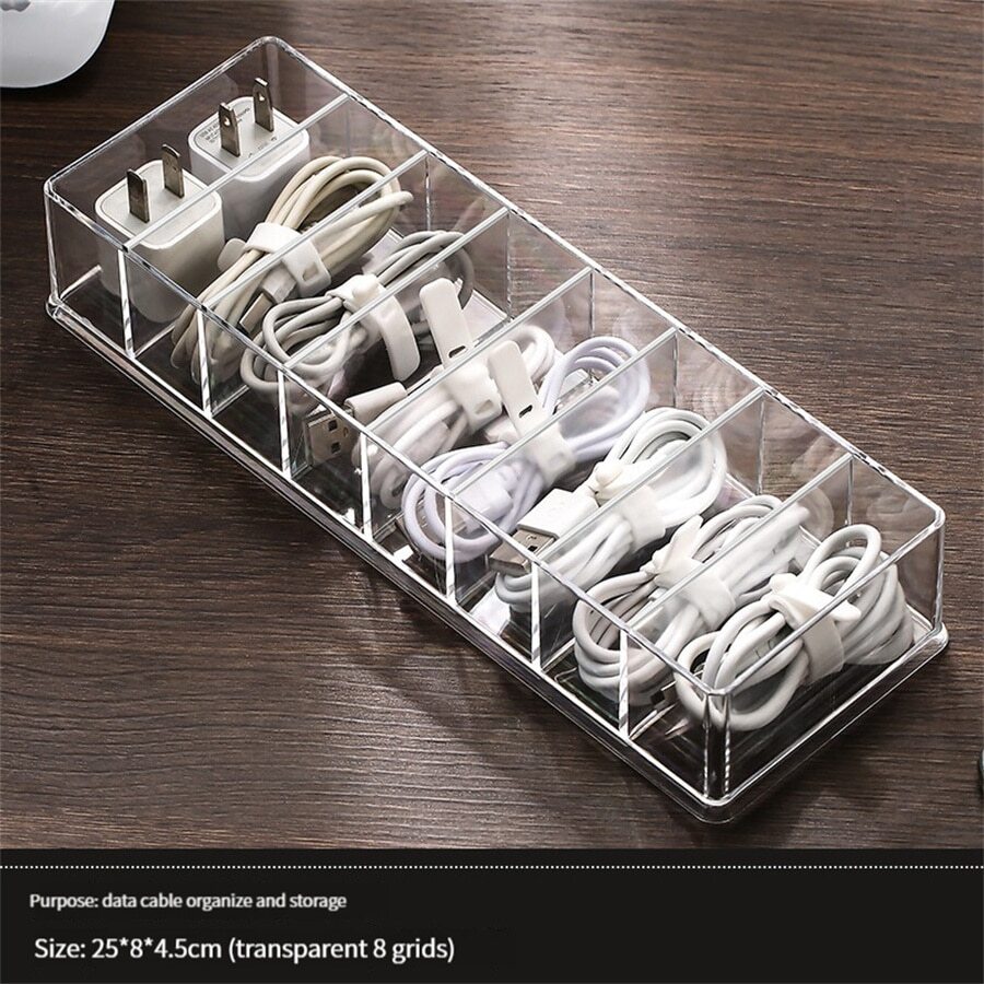 Dust-proof Storage Box For Cable Line Hub, Desktop Cord Organizer Box For Phone Charger Line, Power Cord Hanger - White - View 1
