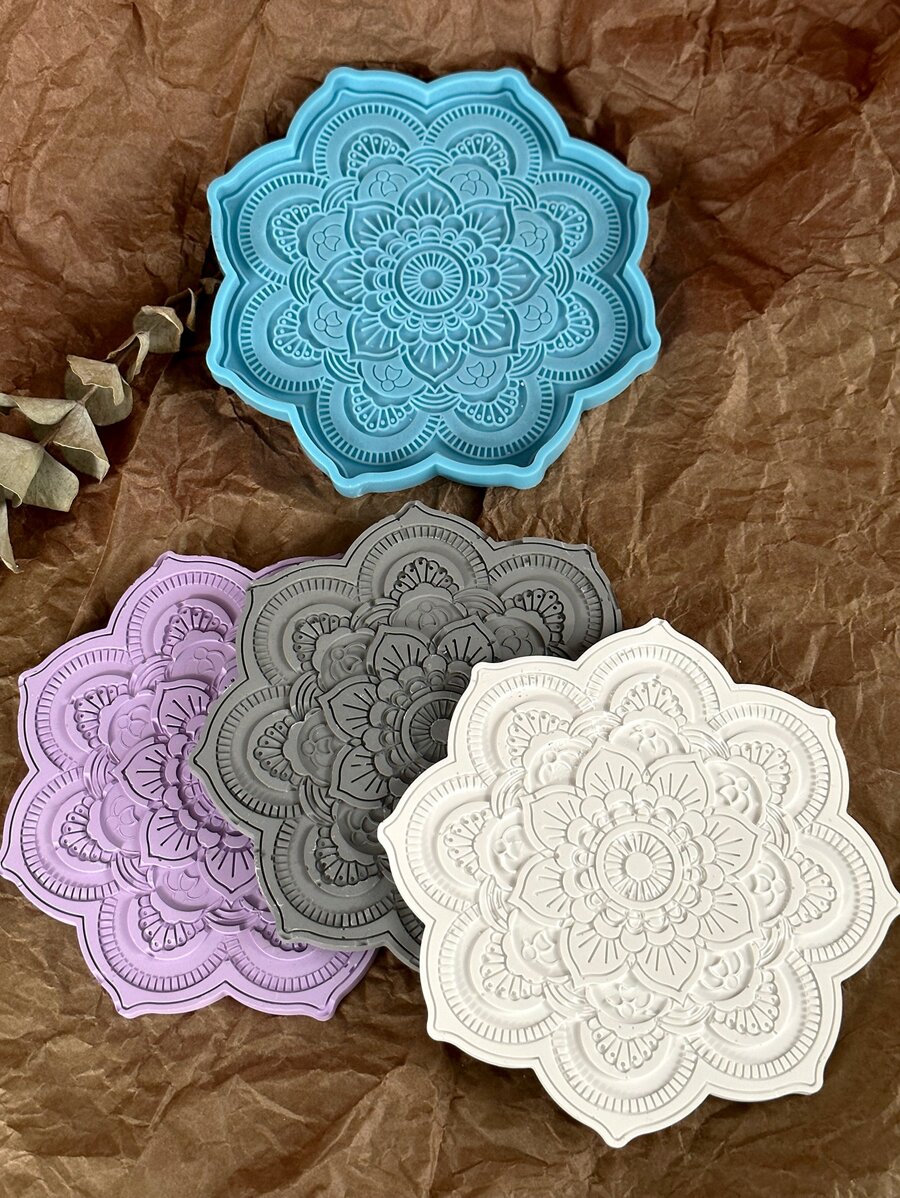 1pc Blue Mandala Silicone Mold - Blue - View 1