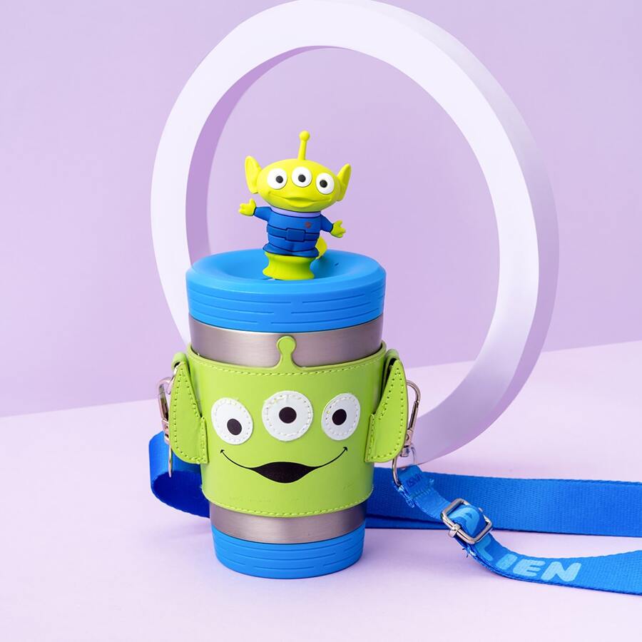 Miniso Cốc có ống hút hình ba mắt của Pixar, bình nước dễ thương và hấp dẫn với khả năng chống bỏng (400ml) - màu xanh lá - Xem 1