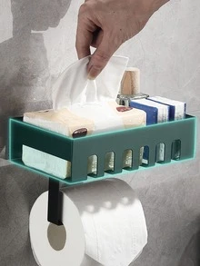 1pc Stainless Steel Multifunctional Tissue Box, Mobile Phone Stand, Storage Rack - White - View 5