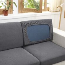 Stretch Material  Sofa Seater Cushion Cover Solid Color Sofa Seater Cushion Cover Antiskid Slipcover - Dark Grey - View 5