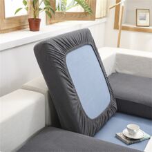 Stretch Material  Sofa Seater Cushion Cover Solid Color Sofa Seater Cushion Cover Antiskid Slipcover - Dark Grey - View 2