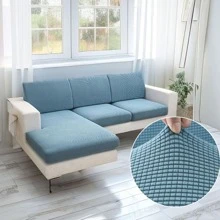 彈力材質沙發座墊套素色沙發座墊套防滑套 - 淺藍色 - 查看 1