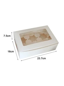 4pcs Mini Cupcakes, Snowflakes, Donuts, Biscuits, Candies Festival Packaging Boxes & Wrapping Paper School Supplies Food Bag Food Box Suitable For Candy Chocolate Cookies Etc. - White - View 4
