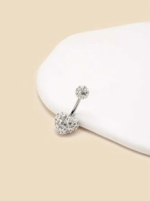 1 pc stainless steel white circular and heart-shaped navel nail for women's daily gatherings and gifts - White - View 3