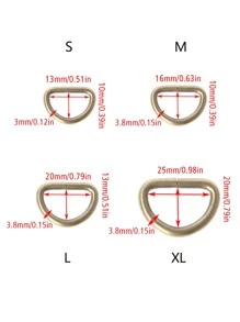 10Pcs/Lot D Ring Strap Buckle Inner Width Metal Half Round Shaped Non Welded DIY Bag Accessories 13/16/20/25mm School Supplies Teacher Gifts Back To School Teacher Accessories - Silver - View 2