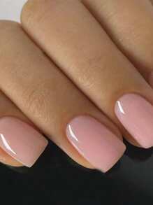 24入組短款歐式粉色假指甲附1支指甲文件和1支果凍膠，可按壓式指甲增加美甲用品 - 彩色 - 查看 1