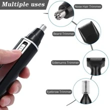四合一专业多功能修剪器：鼻毛修剪器、胡须修剪器、USB 充电剃须刀和理发器，男女皆宜 - 黑色 - 查看 4